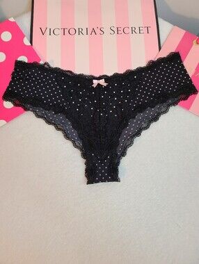 Y2K VS Dream Angels Silky Nylon Lace Rhinestone Bling Cheeky Panty Size M
